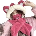 thumbnail image 2 of YAOBAMM Scarf Hat Set Winter Bear Ear Hat Adorable Soft Thickened Cold Proof Ear Protection Beanie, 2 of 7