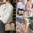 thumbnail image 3 of Bolso de hombro para mujer, bolso de paja con solapa, correa de cadena, embragues Irfora Beige, 3 of 7