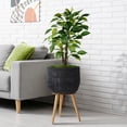 thumbnail image 3 of Casafield Floor Planter with Wood Legs in Black, Planter Basket with Stand, Large Plant Pot Cover with Liner, 3 of 7