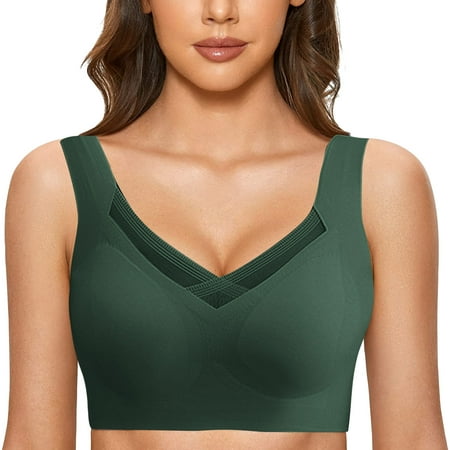 

Womens Bras Women s Wireless Bra Seamless Bras Invisible Plus Size Bralette Support Comfortable Padded Smoothing(L Green)