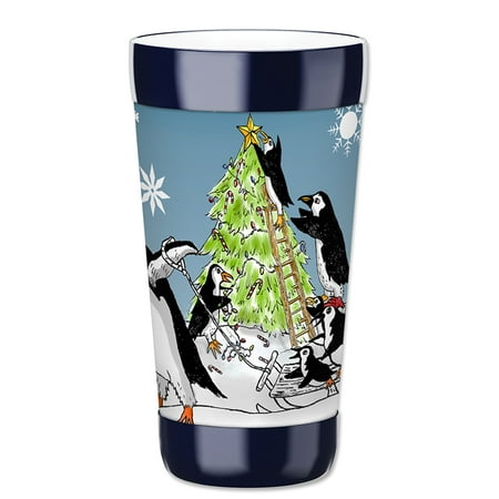 Beautiful Christmas Trees Tumblr Mugzie 16-Ounce Tumbler Drink Cup with Removable Insulated Wetsuit Cover - Penguin Christmas Tree ()