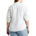 thumbnail image 2 of LAUREN RALPH LAUREN Womens White Roll-tab Sleeve Point Collar Button Up Top Plus 2X, 2 of 2