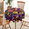 thumbnail image 5 of Odenmar 70 Inch Round Tablecloth, Colorful Boho Floral Table Cover, Retro Flower Print Waterproof Washable Polyester Tablecloth for Dining Kitchen Party Outdoor Decor, 5 of 8