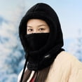 thumbnail image 7 of qolati Ski Mask Fleece Balaclava Winter Hood Mask for Women and Men Windproof Warm Fuzzy Drawstring Face Cover Hat Black Free Size, 7 of 7