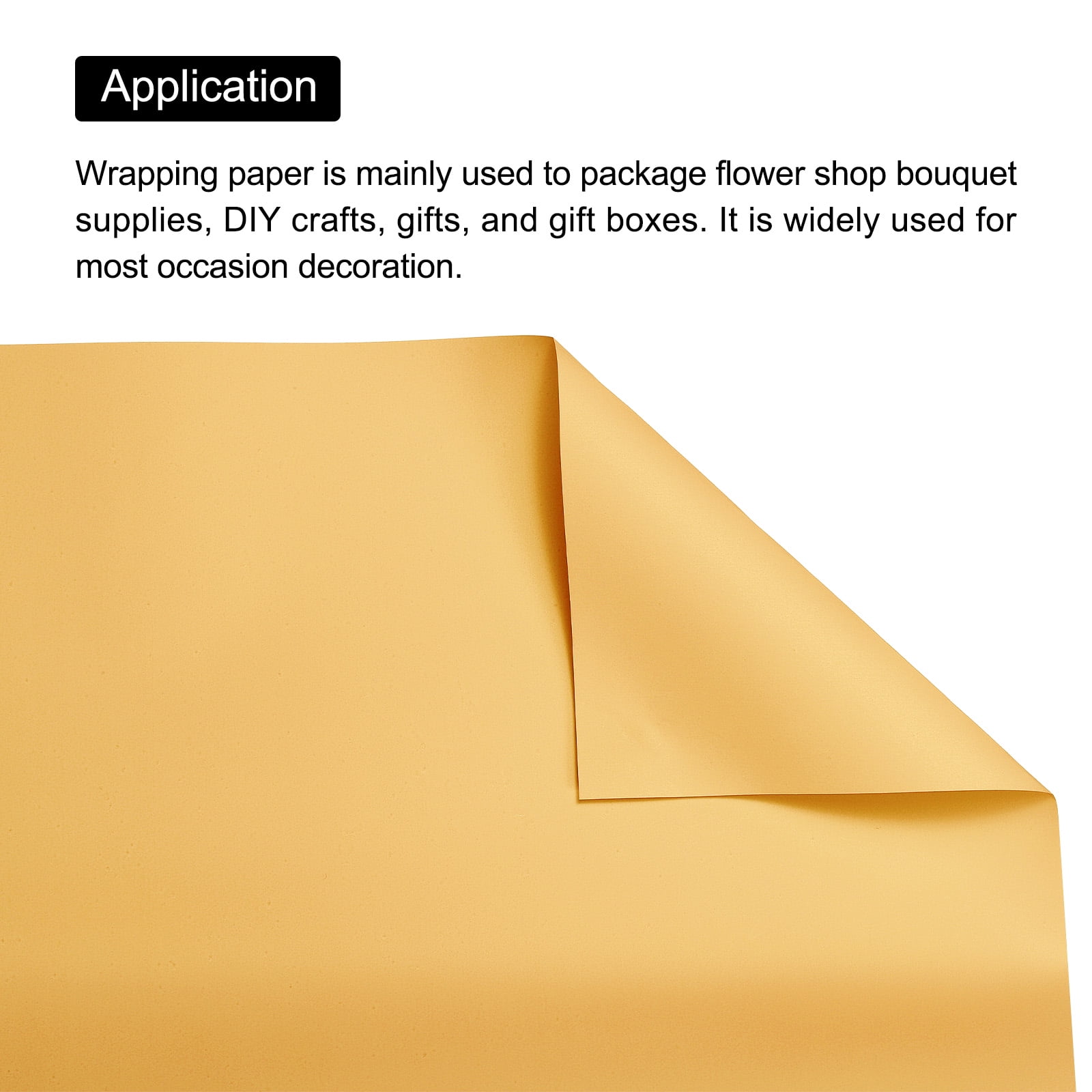 Pearlescent Film Flower Wrapping Paper 22.8x22.8 Inch Waterproof for Gift Box Packaging Bright Yellow Pack of 20