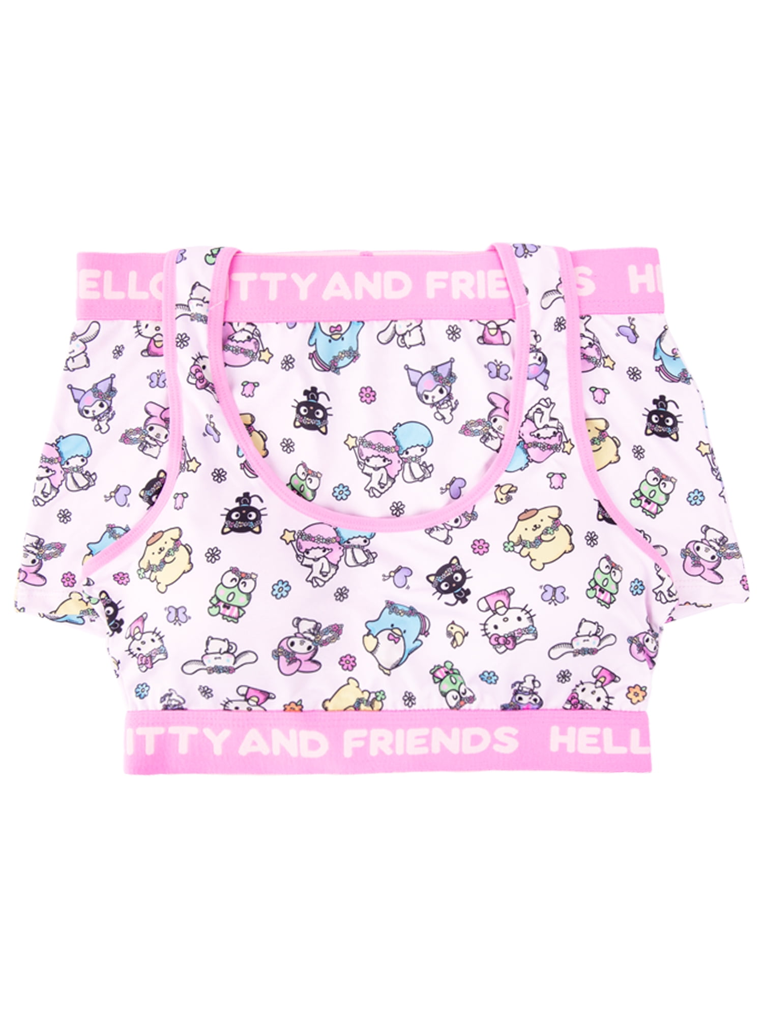 Hello Kitty & Friends Woman's and Juniors Racerback Bra & Boyshort Underwear set, 2-Pack, Size S-XL