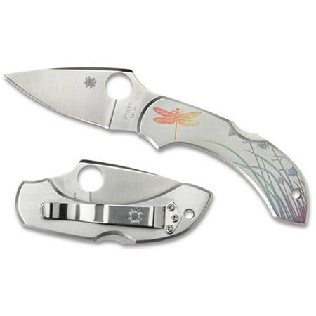 Spyderco Dragonfly Tattoo Stainless Steel Plain Blade Edge - (Best Tanto Blade Knife)