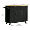 thumbnail image 3 of HOMCOM Kitchen Island, Utility Serving Cart with 2 Storage Drawers, Black, 3 of 10