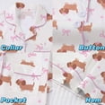 thumbnail image 4 of VONCOS Womens Beige Dachshund Print Short Sleeve Pajama Set Soft Lounge Wear Two Piece Sleepwear,Size 2XL, 4 of 6