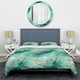 thumbnail image 3 of DESIGN ART Designart "Seaglass Mosaic Emerald Coastal Pattern II" Green Modern - Bedding Set With Shams Queen, 3 of 5
