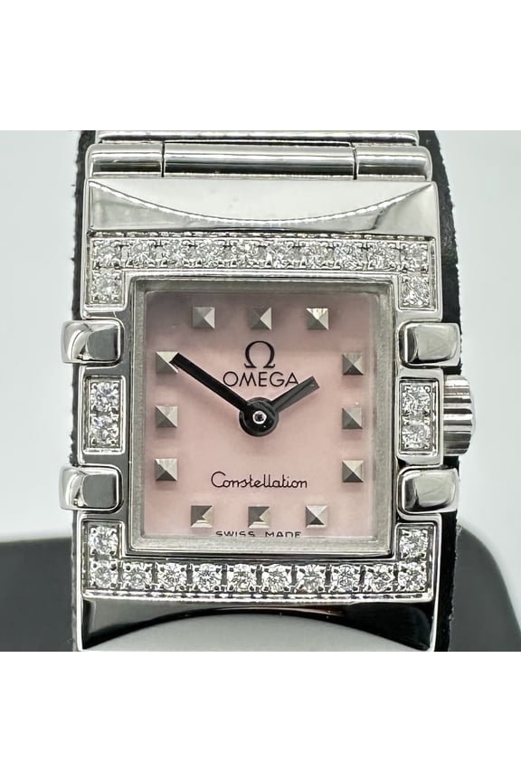 Pre-Owned OMEGA Constellation Cale Quadra Diamond Quartz Stainless Steel Pink Shell... (Good)
