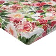 thumbnail image 2 of Ambesonne Floral Fitted Sheet, Roses Berries Bouquet Art, Twin Size, Green Pink, 2 of 3