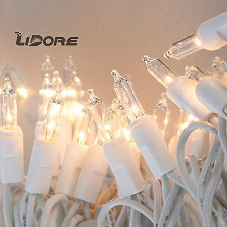 LIDORE 100 Counts Super Bright Clear Mini Christmas tree Lights. White Wire Best Gift for Decoration. End to End Connection. Set of (Best Cheap Party Lights)