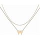 thumbnail image 1 of Layered Heart Necklace Pendant Handmade 18k Gold Plated Delicate Gold Necklace Arrowhead Strip Layered Long Necklace Womens, Brass, Square Crystal Whi, 1 of 4