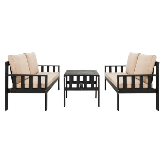 Safavieh Lardner 3 Piece Outdoor Modern Living Set Seat w/ Cushion