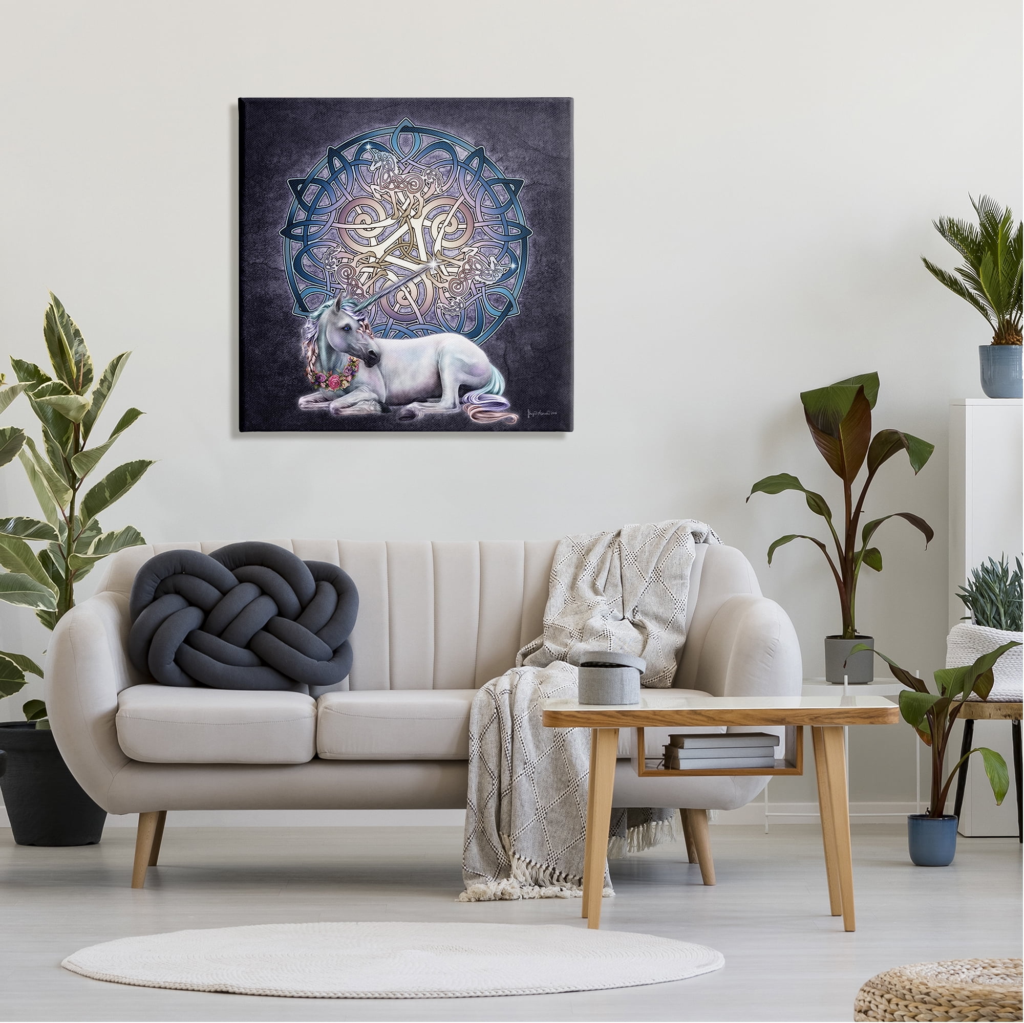 Stupell Industries Unicorn Celtic Pattern Fairy Tales & Fantasy Painting Gallery Wrapped Canvas Art Print Wall Art, 30 x 30