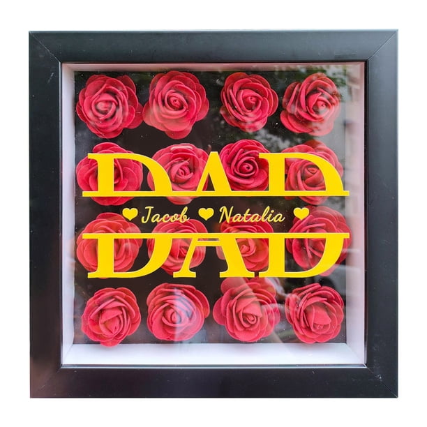 Caja de flores personalizada para mamá con nombre, marco de fotos de rosa preservada, caja personalizada, vitrina de flores, regalos de cumpleaños para mamá, abuela, rastrillo de alfombras