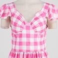 thumbnail image 5 of FAIWAD Women's 1950s Retro Vintage Dress Cap Sleeve V Neck Mini Dress Ladies Plaid A-Line Party Dresses, 5 of 8