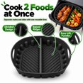 thumbnail image 3 of Reusable Divided Air Fryer Silicone Liner, Square Cooking Tray Insert, Raised Ridges for Grease Drainage, Built-In Side Handles for Easy Lifting, Akmoler, 3 of 8