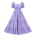 thumbnail image 7 of Bxsruta Womens Maxi Dresses Square Neck Puff Sleeve Smocked Flowy Casual Sundress, 7 of 7