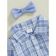 thumbnail image 6 of Suealasg Baby Boys Christmas Gentleman Suit Outfit Long Sleeve Plaid Print Romper Shirt with Bowtie +Suspender Pants 3 6 12 18 Months Infant Boys 2Pcs Fall Formal Wear Clothes, 6 of 7