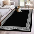 thumbnail image 2 of Black Geometric Large Area Rugs for Bedroom Living Room, Soft Non Slip Carpet Bedside Rug, Country Farm Traditional Chinese Tile Rectangular Floor Cover Kitchen Accent Rug 4'x6' for Office, 2 of 9