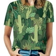 thumbnail image 5 of Cactus Pattern Ruffle Short Sleeve T-Shirt V Neck Shirts Pattern Cute Tops Casual Tee Cactus Cacti Cactuses Cacti Pattern, 5 of 7