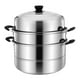 thumbnail image 2 of Olla vaporera con tapa, olla vaporera de fondo grueso de 3 niveles para cocinar alimentos 28 cm, 2 of 9