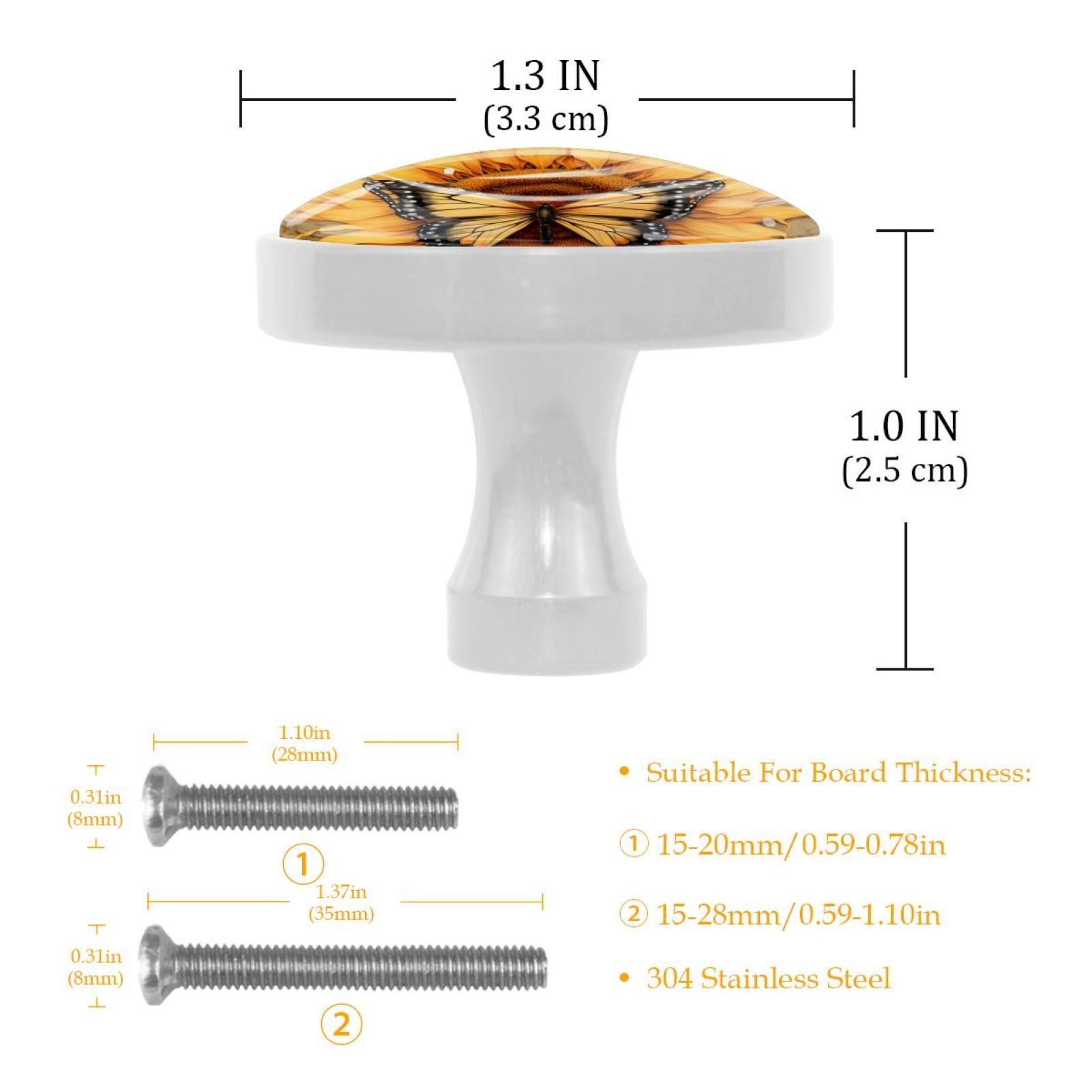 HemaKayy 4 Pack 1.3" Decorative Cabinet Knobs - Add Elegance to Your Handles and Pulls for Home, Kitchen, Bedroom, Furniture Decor - Unique and Exquisite Design - Sunflower and Yellow Butterfly