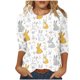 thumbnail image 1 of Mujeres 3/4 Manga Tops Y Blusas Impresas Cuello Redondo Suéter Blusa, Suave 3/4 Manga Casual Tops para las Mujeres de Verano de Uso Diario, 1 of 5