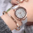 thumbnail image 4 of Reloj de pulsera de cuarzo con caja de oro rosa delicado para mujer con correa de PU a la moda Simple blanco, 4 of 7