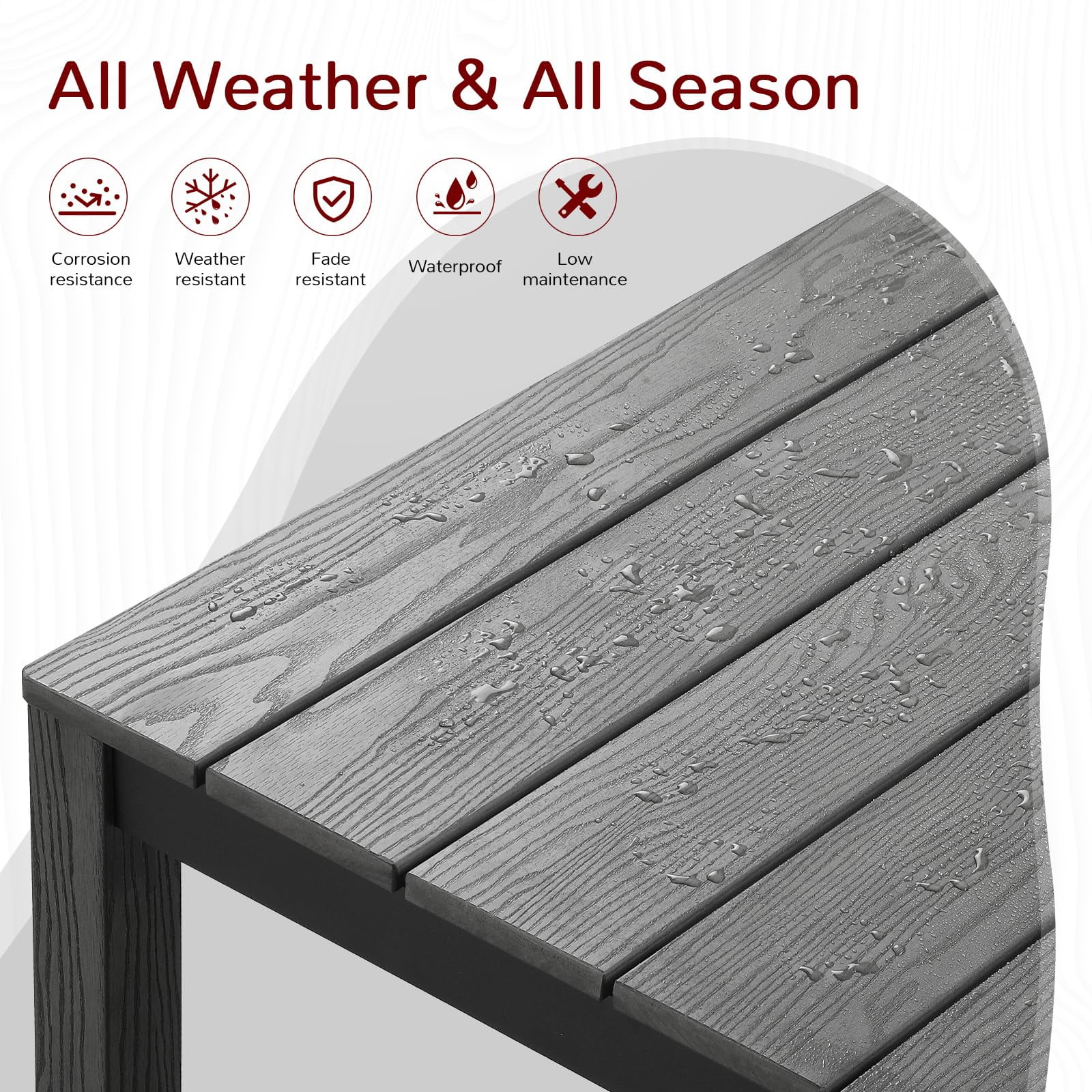 STOOG Patio Dining Table for 6 Person with Umbrella Hole, 63" All-Weather Outdoor Dining Table for Garden, Backyard, Poolside, Gray