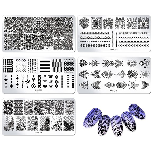 WOKOTO, 5 uds., placas de estampado para Kit de Arte de uñas, Mandala de encaje, flor, Animal, plantillas de imágenes de uñas, Kit de herramientas de sello de diseño