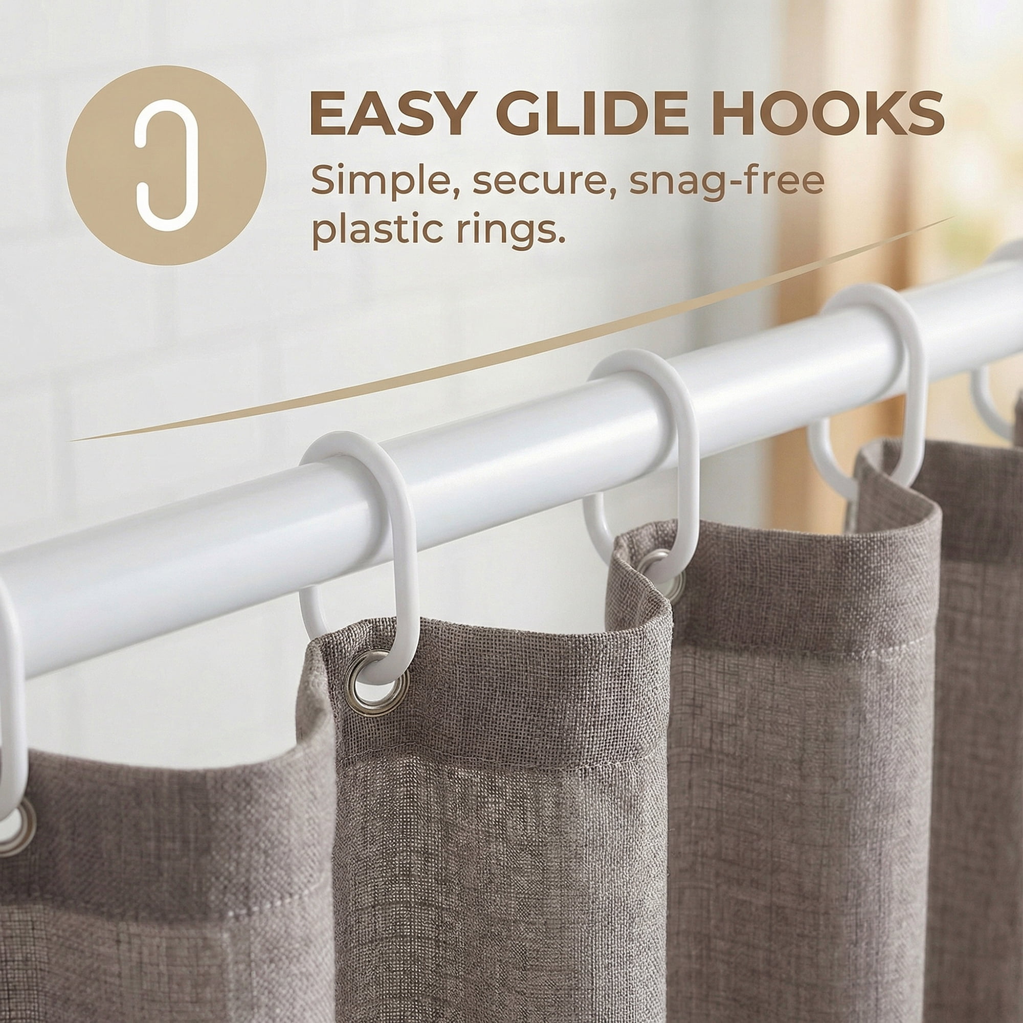 Unique Bargains Faux Linen Solid Bath Curtain Sets with Hooks Grey 71"W x 71"L