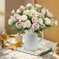 thumbnail image 1 of Ramo de rosas artificiales | Paquete de 2 flores para decoración de bodas | Pequeños arreglos florales artificiales para el hogar y eventos | 28 cm, 1 of 6