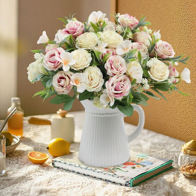 Ramo de Rosas Artificiales para Decoración de Bodas, Muebles para El Hogar, Pequeños Arreglos Florales Artificiales Frescos, Accesorios de Fotografía, Flores Falsas