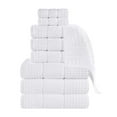 thumbnail image 3 of Superior Zero Twist 9-Piece Cotton Towel Set, Waffle Border Ultra Doft Quick Dry Towels, White, 3 of 13