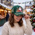 thumbnail image 5 of Green Ajustable Christmas Baseball Hat for Adults, Colorful Xmas Embroidered Novelty Cozy Twill Cotton Cap, Funny Christmas Gifts, 5 of 6