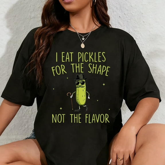 100% Cotton Funny Pickle I Eat Pickles For The Shape Inappropriate Meme T-Shirt