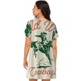 thumbnail image 3 of Horeoi West Cowboys Print Women's Short-sleeved Nightdress Breathable Cotton-like Material Loose A-line Knee-length, 3 of 6