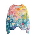 thumbnail image 2 of Long Sleeve Pullover Sweaters For Women O Neck Casual Cute Printing Knit Oversized Sweater for Fall Winter Floral Designs,Yellow,M, 2 of 6