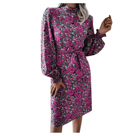 

Pianpianzi Ladies Flannel Nightgowns Long Length Line Shirt Floral Cut Out Dress Women s Casual Dress Printed Loose Long Sleeve Flared Sleeve Girdle Dress