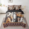 thumbnail image 2 of Erosebridal Lit Cheval Blanc Brun en Sac Taille Complète, Ensemble de Lit Animal de Ferme, Décoration de Chambre Rustique en Forme de Fer à Cheval, Réversible 7 Pcs, 2 of 5
