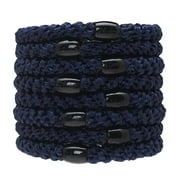 L. Erickson Grab & Go Ponytail Holders, Navy, Set of Eight - Exceptionally Secure with Gentle Hold