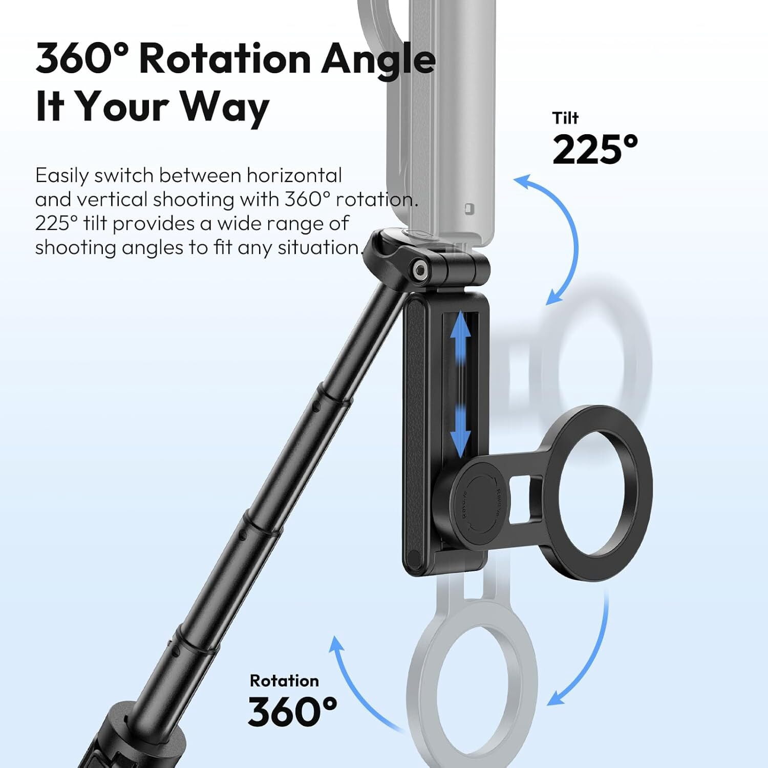 Ulanzi JJ03 Magnetic Phone Tripod Grip Selfie Stick with Remote Control for Photography Video Vlog
