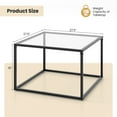 thumbnail image 3 of Gymax Glass Coffee Table 27.5 Inch Modern Square Metal Frame Living Room Transparent & Black, 3 of 10