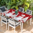 thumbnail image 2 of Red Christmas Table Cloths for 6 Foot Rectangle Tables, Snowman Snowflake Gifts Xmas Tree Patio Waterproof Elastic Fitted Tablecloths, Washable Rectangular Table Cover for Camping, 2 of 8