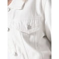 thumbnail image 5 of INSPIRE CHIC Women's Denim Cropped Short Sleeve Button Up Frayed Washed Jean Jacket 2XL White, 5 of 6