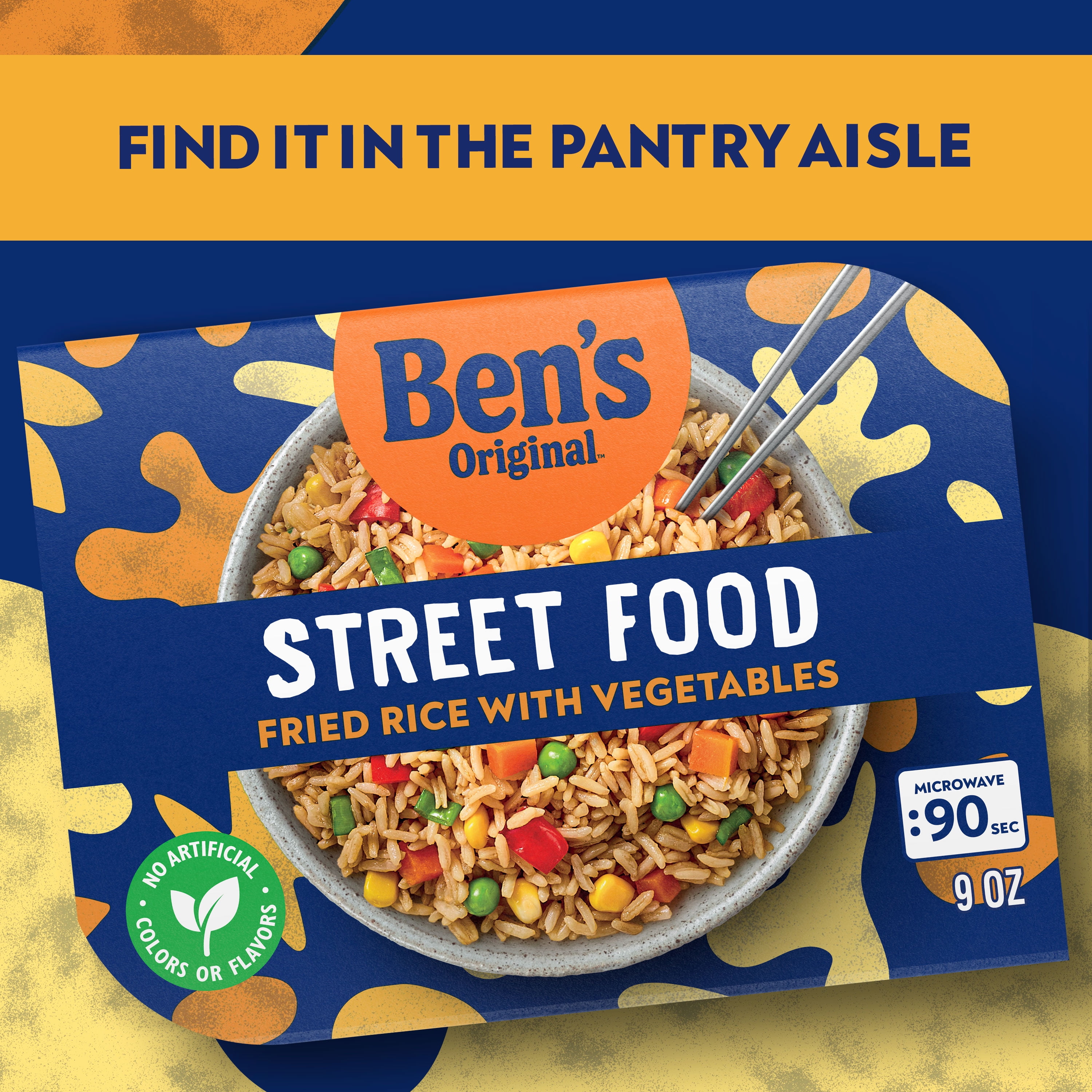 (6 pack) Ben's Original™ Street Food Fried Rice with Vegetables. 9 Ounces Per Tray. Fully Cooked. Heat and Eat In Just 90 Seconds!