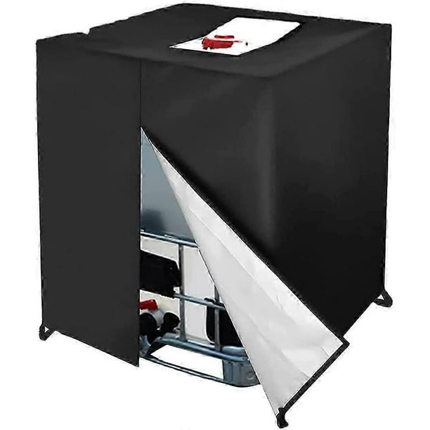 Tapa para depósito IBC de 1000 L, tapa para jarra de 210 D, tapa con cremallera para depósito IBC, 120 x 100 x 116 cm (negra)